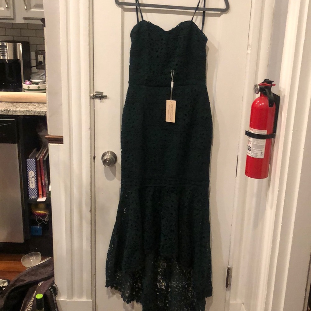 Dark Green High/Low Dress